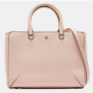 NWOT TORY BURCH ROBINSON SATCHEL BAG IN BLUSH PINK CROSS GRAIN LEATHER